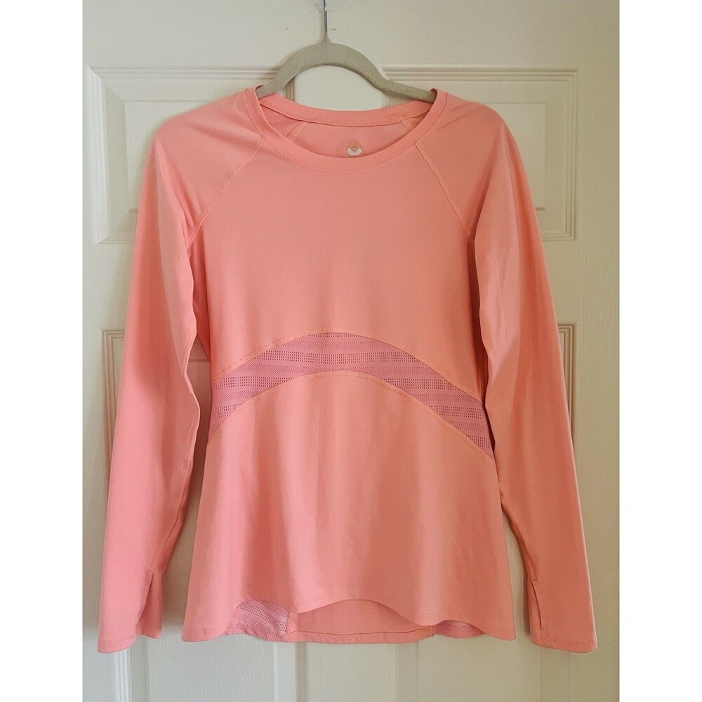 ROXY Women's Coral Pink Long Sleeve Mesh Athleisure Rash Guard UPF50  Top Sz M